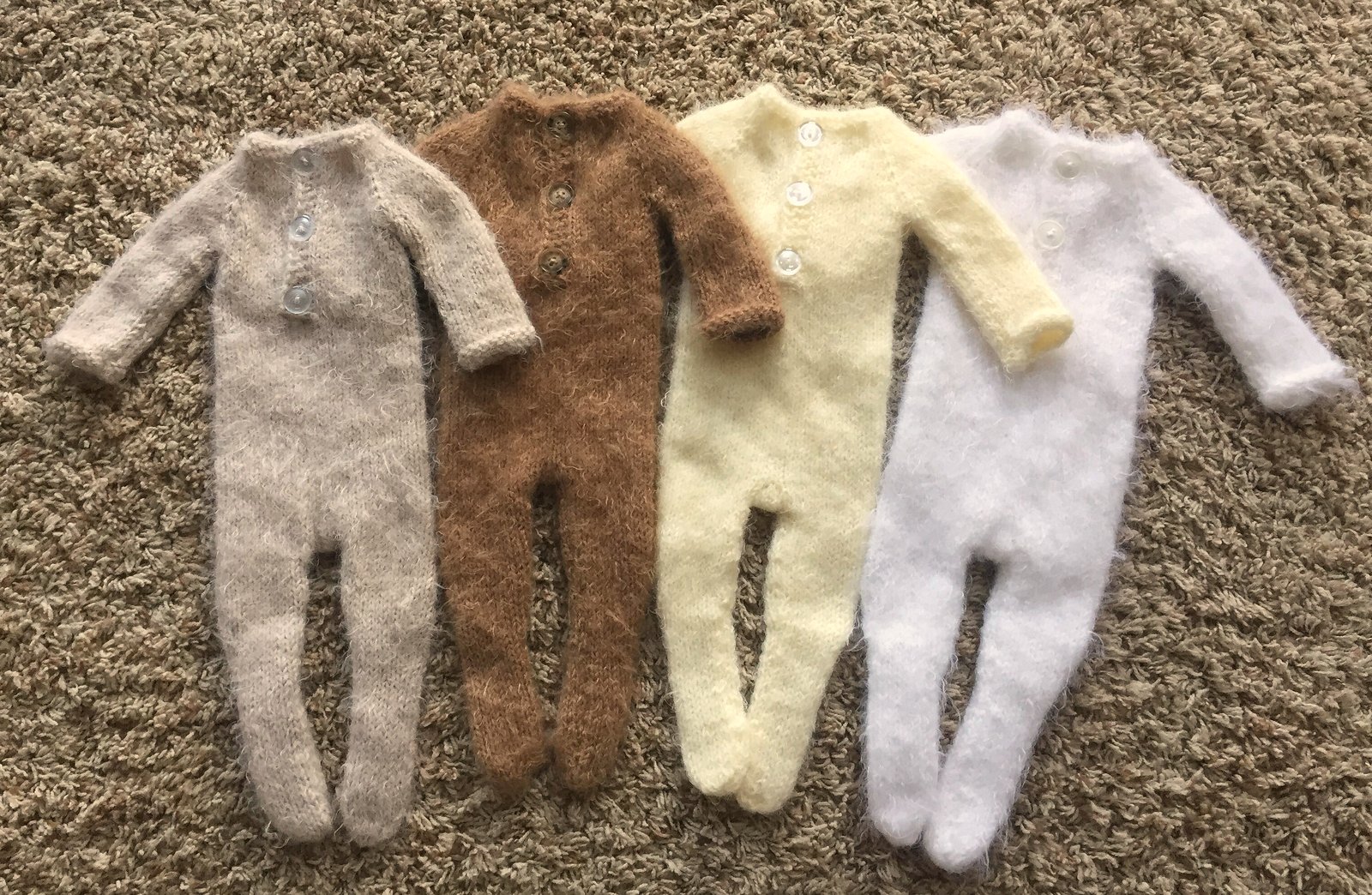 Newborn Fuzzy Bear Bonnet and Footie Pajamas Set Bubblegum Props